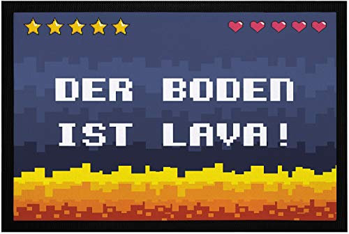 MoonWorks® Fußmatte mit Spruch Der Boden ist Lava Kinderspiel Videogame rutschfest & waschbar schwarz 60x40cm