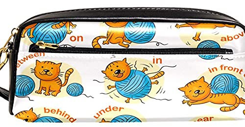 Federmappe aus Leder mit Handschlaufe und Katzenmotiv
