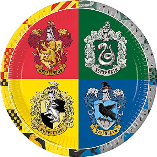Procos 93451 - Set di 8 piatti da festa Harry Potter, 23 cm, in carta usa e getta, per compleanno dei bambini, set di stoviglie per feste, FSC® Mix