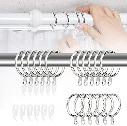 BUZIFU Gardinenringe und Haken 40 Stücke Metall Vorhangringe Silber 30 mm Innendurchmesser Gardinenhaken Gardine Ringe Vorhang Hängend Ringe Gardine Stift Haken für Fenster Tür Duschvorhänge
