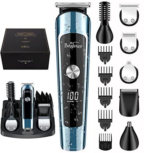 Brightup Beard Trimmer for Men, Beard Grooming Kit for Men, IPX7 Waterproof Hair Clippers Hair Trimmer for Mustache, Body, Facial, Nose Hair Cutting, Electric Razor for Men, Gifts for Men, FK-8788T