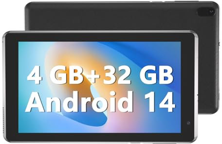YQSAVIOR 7 pollici Tablet 4GB RAM 32GB ROM Processore Quad-Core Android 14 Tablet PC per Bambini, Schermo IPS, Doppia Fotocamera, WiFi, Bluetooth