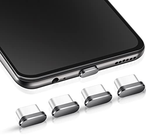 Frienda 4 Stück USB C Staubstecker Typ-C Staubschutzhülle Kompatibel mit Samsung Galaxy S21/Ultra Redmi Note 10 Pro Huawei Mate 30 Port Kappenschutz für Meiste Typ-C Handy und Tablet (Grau)