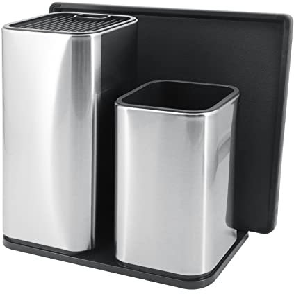 Beowanzk Bloc Couteaux Vide,Porte Couteau Universel Ustensiles Cuisine Professionnel,Inox Support Range Couteaux,Rangement Couteau Porte-Couteaux