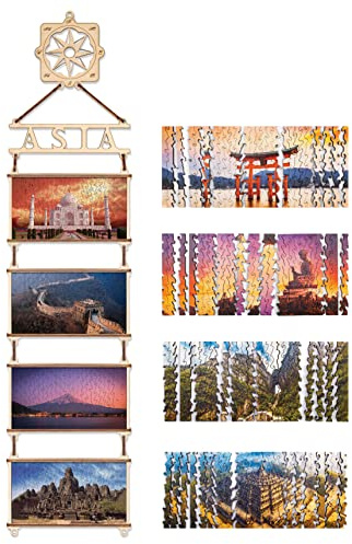 EWA Eco-Wood-Art - Asien - Farbige Doppelseitiges Holzpuzzle für Jugendliche und Erwachsene - DIY-Bausatz, Selbstmontage, kein Kleber erforderlich - 134 Stück