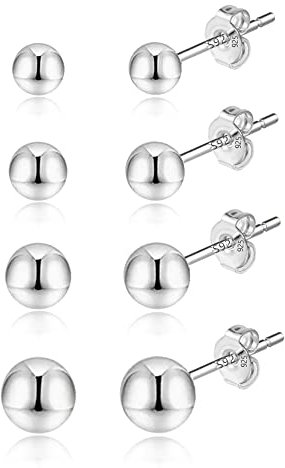 ALEXCRAFT Ohrstecker Silber 925 Set Ohrringe Damen Hypoallergen Klein Ohrringe Stecker Für Herren Piercings (3 mm,4 mm,5 mm,6 mm)