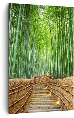 Deco Cadre Salon bambou plante Moderne Impression sur Toile 80x120cm Image Tableau Decoration Murale Chambre Cuisine Vertical Art Wall Decor Design Grand Tableaux Decoratifs Muraux PA80x120-3979