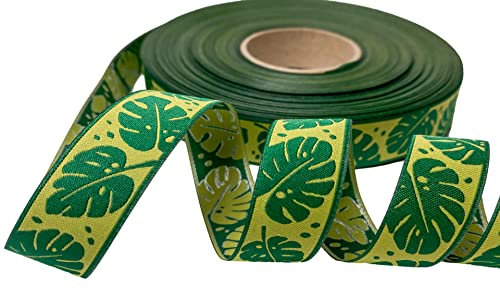 Webband Monstera - 2,00 EUR/m - grün - Eigenproduktion - 20 mm - Meterware