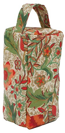Fabric Door Stop, Tall Decorative Oilcloth Door Stopper for Outdoor, Indoor, Patio, Kitchen, Bedroom Use - 20cm/8in Tall Fabric Door Stop - Unfilled (Burnt Orange Morris Floral)