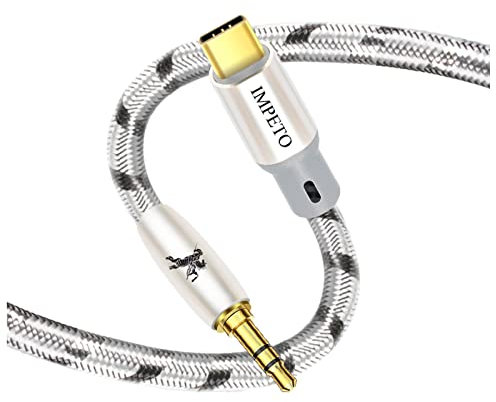 Impeto Câble USB C vers 3,5mm Jack, Aux Câble Type C 3,5mm Stéréo Adaptateur Audio Voiture pour la série iPhone 15 Huawei P40/P30/ P50/P60 iPad Pro - 1.5m