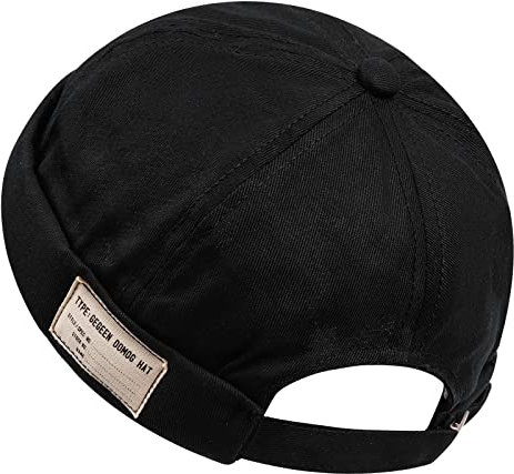 CLAPE Coton Bonnet Docker Homme Femme Casquette sans Visière Adjustable Docker Hat Bonnet de Marin Beanie Skullcap Black GD21