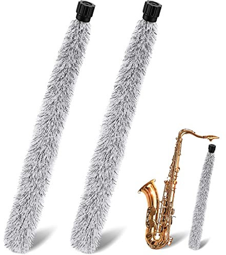 Gejoy 2 Pcs Alto Sax Pad Saver Brush Cleaner Saxophone Cleaning Brush Flute Maintain Care Tool Saxophone Accessories Instrument Gifts(20.3 Inch,Gray)