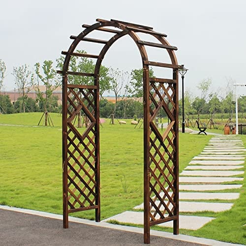 OURECO 55/90-Zoll-Holzbogen, Gartenlaube mit Spalier for Kletterpflanzen, Tannenholz-Außendekoration, Gartentorbogen for Reben, Blumen, Hochzeit, Brautparty (Size : Seating120cm)