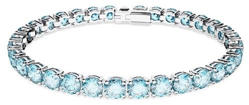 Swarovski Matrix Tennis bracelet, Round cut, Blue, Rhodium plated