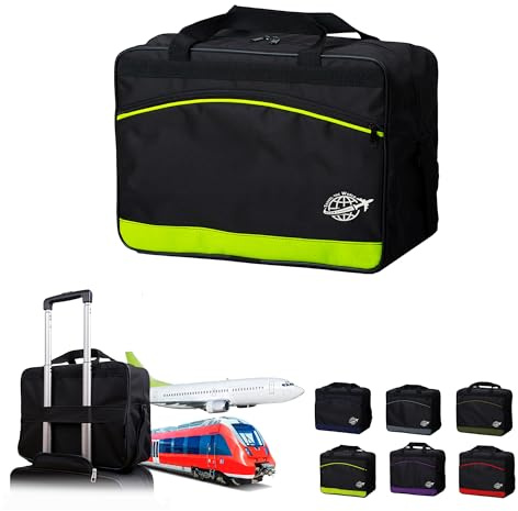 BAMBINIWELT Reisetasche HANDGEPÄCK Boardgepäck Bordcase 40x20x25 40x30x20 Ryanair Wizzair (schwarz-hellgrün, XXL (55x40x20))