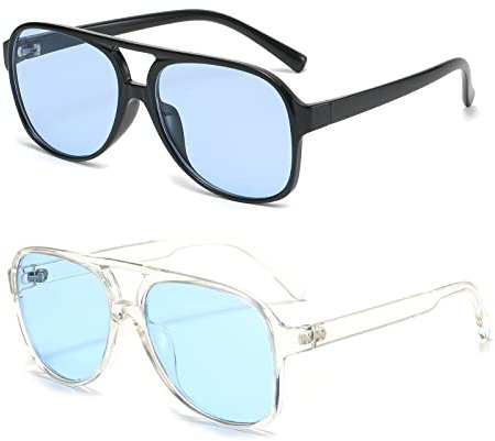 YUELUQU polarisierte sonnenbrille herren damen 70er vintage sonnenbrille retro sonnenbrille pilotenbrille fahrrad sonnenbrille (S-blau +T-blau)