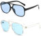 YUELUQU polarisierte sonnenbrille herren damen 70er vintage sonnenbrille retro sonnenbrille pilotenbrille fahrrad sonnenbrille (S-blau +T-blau)