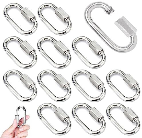 14 Pezzi Moschettone a Vite M4 Connettori a Moschettoni con Chiusura a Vite Acciaio Inox 304 Blocco Moschettone Avvitabile con Tappo a Vite Moschettone Fisso