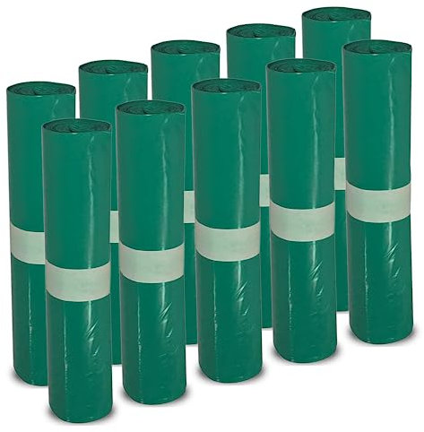 Wisch-Star Müllbeutel 120l in Grün, 10 Rollen à 25 Stück, Mülltüten groß 700x1100mm extra stark, reißfeste und stabile Abfallsäcke, Schwerlast Müllsäcke