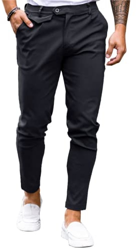 Fezia herr chinos byxor bomull slim fit tygbyxor casual stretch byxor män slip-on byxor