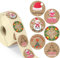 colortouch Aufkleber Weihnachten - 500 Stück Kraftpapier Optik Weihnachtsaufkleber - Frohe Weihnachten Sticker - 35 mm Rund Rolle Vintage Selbstklebend Weihnachtssticker für Geschenktüten, Verpackung