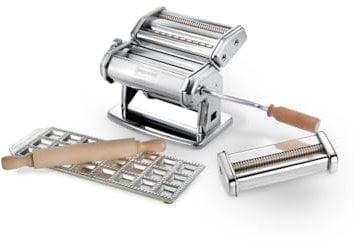 Imperia Pastaia Italiana IPASTA Imperia Line Coffret cadeau avec accessoires 100% fabriqué en Italie Kit composé d'une machine à pâtes fraîches, d'un moule à raviolis, d'un coupe-pâtes, d'un rouleau