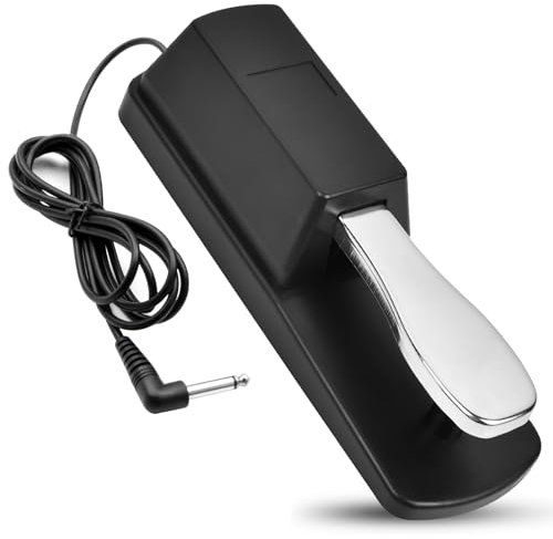 Pedale Sustain universale per tastiera pianoforte, pedale Sustain, adatto per sintesizzatore tastiera MIDI/pianoforte elettronico con cavo da 1,5 m e interruttore di polarità, compatibile con jack da