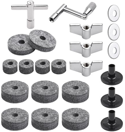 HUIOP 23pcs cymbal replacement accessories drum parts with cymbal stand felt pads drum cymbal felt pads include wing nuts washers sleeves