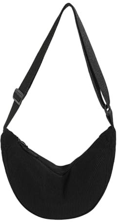 Corlidea Banana Bag Waist Pack, Schwarz, Samt, gerippt, Bauchtasche, Reisetasche mit verstellbarem Riemen für Damen, Schwarz, One size