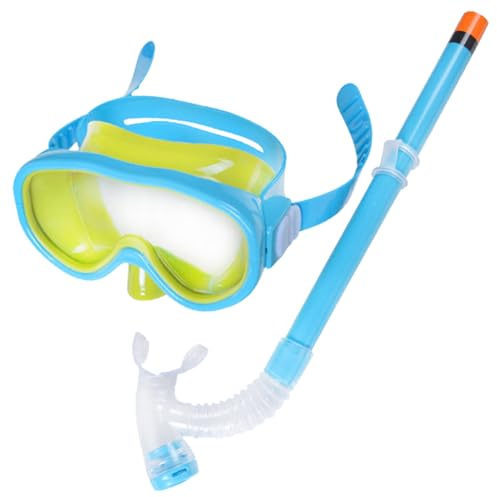 Kids Snorkel Set,Children Diving Goggle with Breathing Tube,180° Wide View Snorkel Mask,Kids Dry Top Snorkel,Diving Goggles with Snorkel from Years 5-12,Snorkel Gear for Youth Girl Boy (Blue)