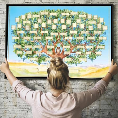 RFEGJVII Graphique d'arbre généalogique à remplir, 60 x 90 cm, 6 générations d'arbre généalogique, poster vierge à remplir, cadeau pour les membres de la famille M