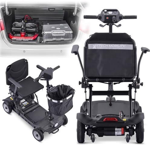 HZWJD Rollstuhl Faltbar Leicht,Elektro Scooter,4-Rad-Mobilitätsroller,Roller Erwachsene,Rollatoren Für Senioren,Für Senioren, Erwachsene, Behinderte Ältere Menschen Black~10ah