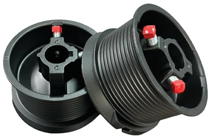 Garage Door Cable Drums Hardware Parts for Doors up to 12' Feet Door, Large Lift - Heavy Duty Long Lasting Drum for Torsion Spring Cables, Black Powder-Coated