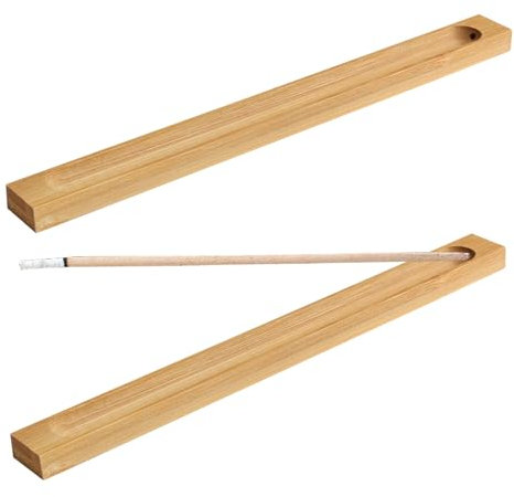 2 Piezas Porta Incienso Madera Quemador Incienso, Soporte de Varillas de Incienso de Bambú para Yoga, Meditación, Oficina, Hogar, 22.7 x 2 cm con un Agujero de 3 mm (Color de Madera)