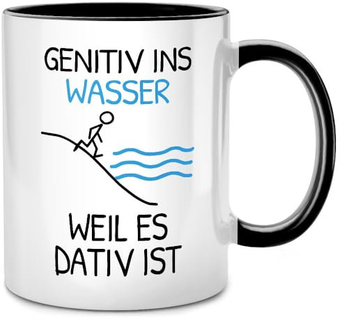 Seness Genitiv ins Wasser weil es Dativ ist lustige Tasse, Abschiedsgeschenk Lehrerin, witziges Lehrer Geschenk, Lehrerbedarf Zubehör Referendariat, Deutschlehrer, Abschiedsgeschenk Kollegen Abschied