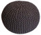 Abato Pouf Ø 55 cm Sitzpouf Strickhocker Sitzpouf Bodenkissen nachhaltig Grobstrick Optik, extra stabil, passend für jeden Wohnraum, fair gehandelt, 100% Baumwolle Naturmaterial (Dunkelbraun)