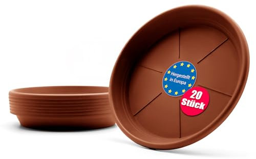 BigDean 20 Stück Blumentopf Untersetzer Ø 24,5 cm in Terracotta – Topfuntersetzer aus robustem Kunststoff & Made in Europe
