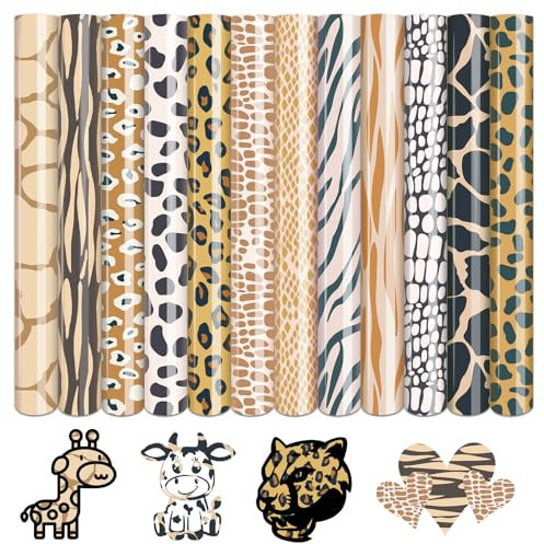 Tintnut Skin Leopard Heat Transfer Vinyl - 12 Pack 12 x 10 HTV Skin Color Leopard Iron on Vinyl for T-Shirts - Easy to Cut & Weed for Heat Transfer Vinyl Designs