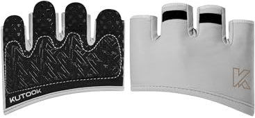 KUTOOK Fitness Handschuhe Trainingshandschuhe Sporthandschuhe Krafthandschuhe Herren Damen Kurzfinger Fingerlos Stoßdämpfend mit Palm Pad für Crossfit Bodybuilding Gym Krafttraining grau XS