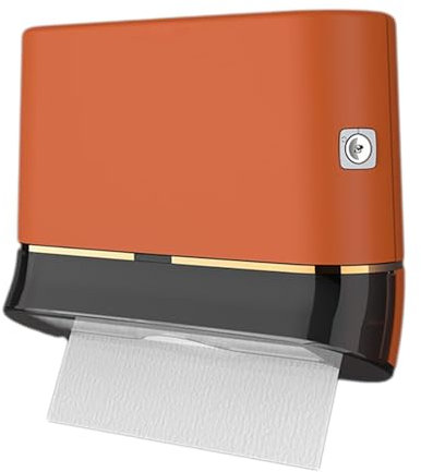 Papierhandtuchspender zur Wandmontage – kommerzieller Trifold-C-Faltungs-Multifold-Papierhandtuchhalter, große Kapazität für 200 Blatt, Handtuchspender mit Schloss für Badezimmer/Toilette (Orange)