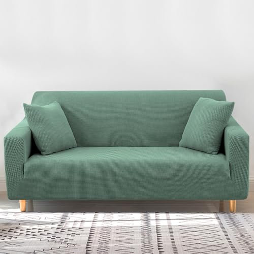 Delindo Lifestyle Sofabezug Corn Fleece, Cord Sofa Überzug, samtweicher 2 Sitzer, grün, 145-185 cm