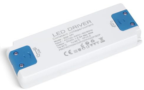 SUCIKORIO Transformador 220V a 24V 60W 2,5A, Fuente Alimentacion Constante Ultrafino LED Driver Controlador AC 220V a DC 24V Fuente de Alimentación LED de Bajo Voltaje para Tira LEDs, Lámparas