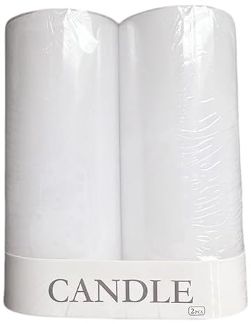 kerzen weiß zylindrische Kerze, perfekt für Hochzeiten und Feste, 6 cm x 15 cm, Stumpenkerze weiß, geruchlos,notfall kerze groß 2 Stück(2, 6cmX15cm)