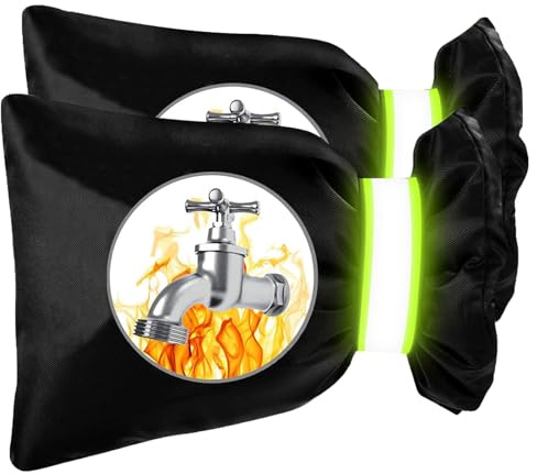 2PCS Couvercle Antigel pour Robinet,22cm x 18cm Housse de Robinet Extérieur Housse De Protection Robinet pour la Protection Contre Le Gel en Hiver,Avec Bande Réfléchissante,Imperméable et épaisse-Noir