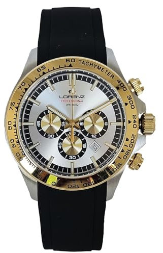 Lorenz Chrono 26176BB Herren Chronograph Kautschuk Taucher 100 Meter, mehrfarbig, Modern
