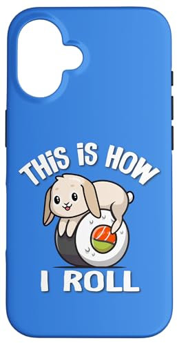 Hülle für iPhone 16 Womens Girls Sushi How I Roll Mini Holland Lop Rabbit Lover