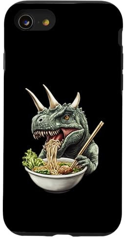 Nasutoceratops Eating Ramen Funny Dinosaur Case for iPhone SE (2020) / 7 / 8