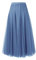 BrightGlow Langer Maxi-Tüllrock Damen A-Linie Midi Rock Unterrock Lagenrock Faltenrock Damen-Tüllrock mit hoher Taille Bühnenkleid Mesh Tutu Röcke für Hochzeit Party Blau#1 XXL