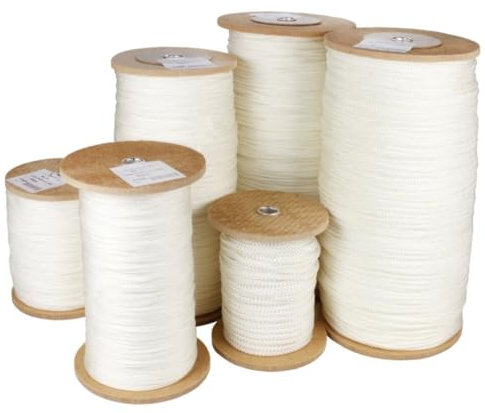 White Picture Frame Hanging Low Stretch Polyester White Braided Cord String - 4mm / No.5 - 337kg Breaking Strain - Maximum Suggested Picture Weight 84kg (50 Meters)