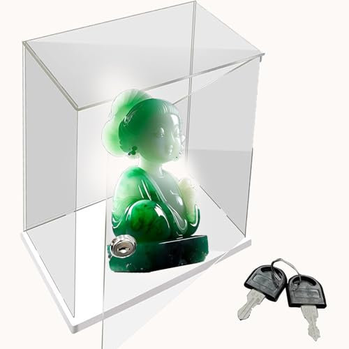 ZIMGOD Acryl Vitrine Sammlervitrine mit Schloss und Schlüssel, Hochtransparente Thekenvitrine für Figuren, Stapelbare Acrylvitrine zum Schutz von Kunsthandwerk(35x35x30cm(14x14x12in))